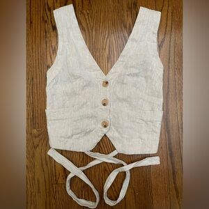 Free People Cream Buttoned Vest